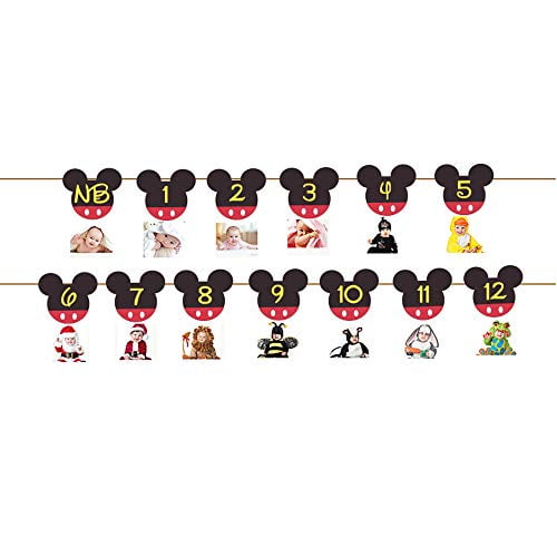 Hongkai Mickey Mouse Minnie Theme Happy Birthday Banner Flags Photo Happy Birthday Party 1st Birthday Baby Kids Birthday Party Decorations Supplies Favors 